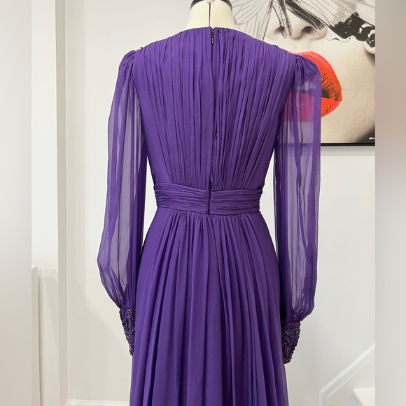 Zuhair Murad Silk Chiffon Beaded V-Neck Gown Dress - Picture 7 of 15